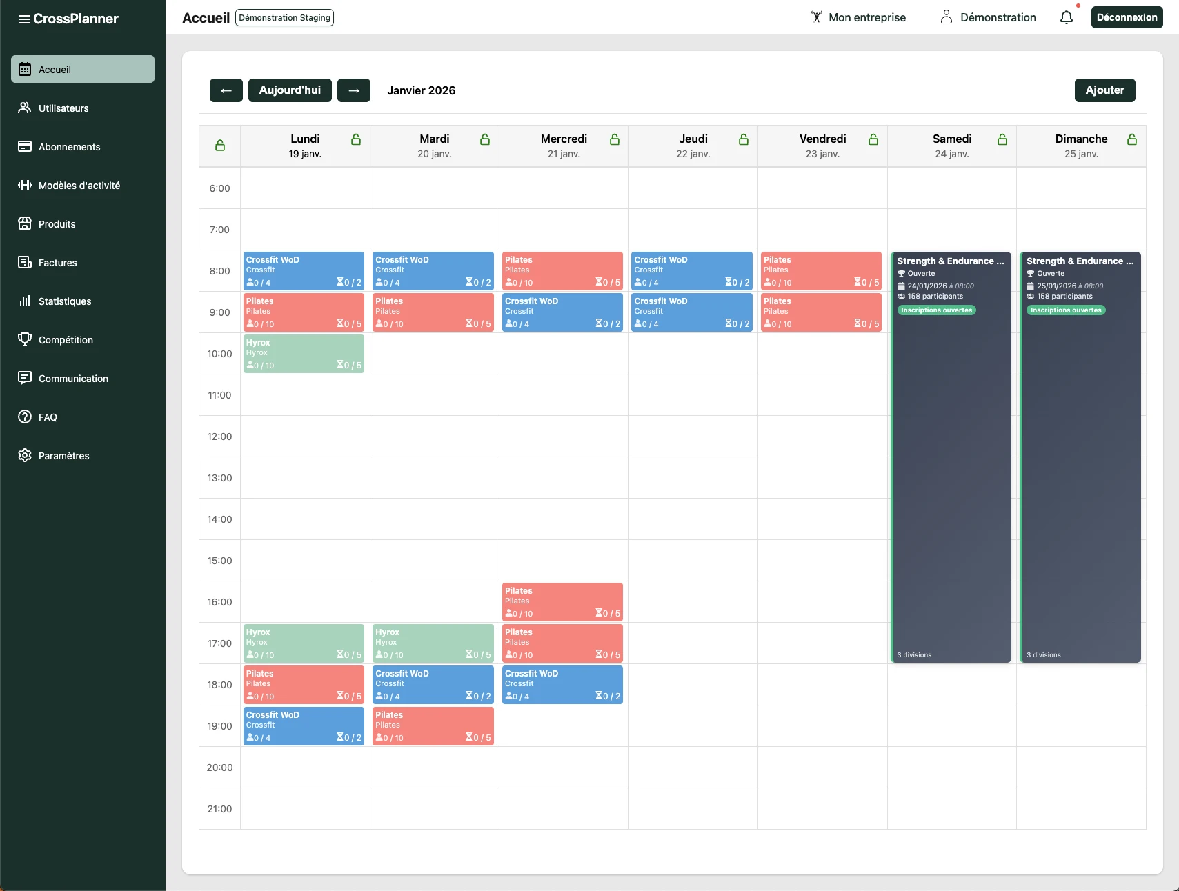 Liste des compétitions et inscriptions dans CrossCompet